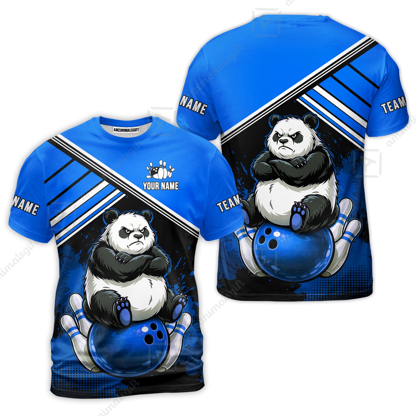Custom Bowling Jersey Polo Shirt, Panda Mascot Bowling Custom Bowling Jersey Team Shirt For Players With Name & Team Name