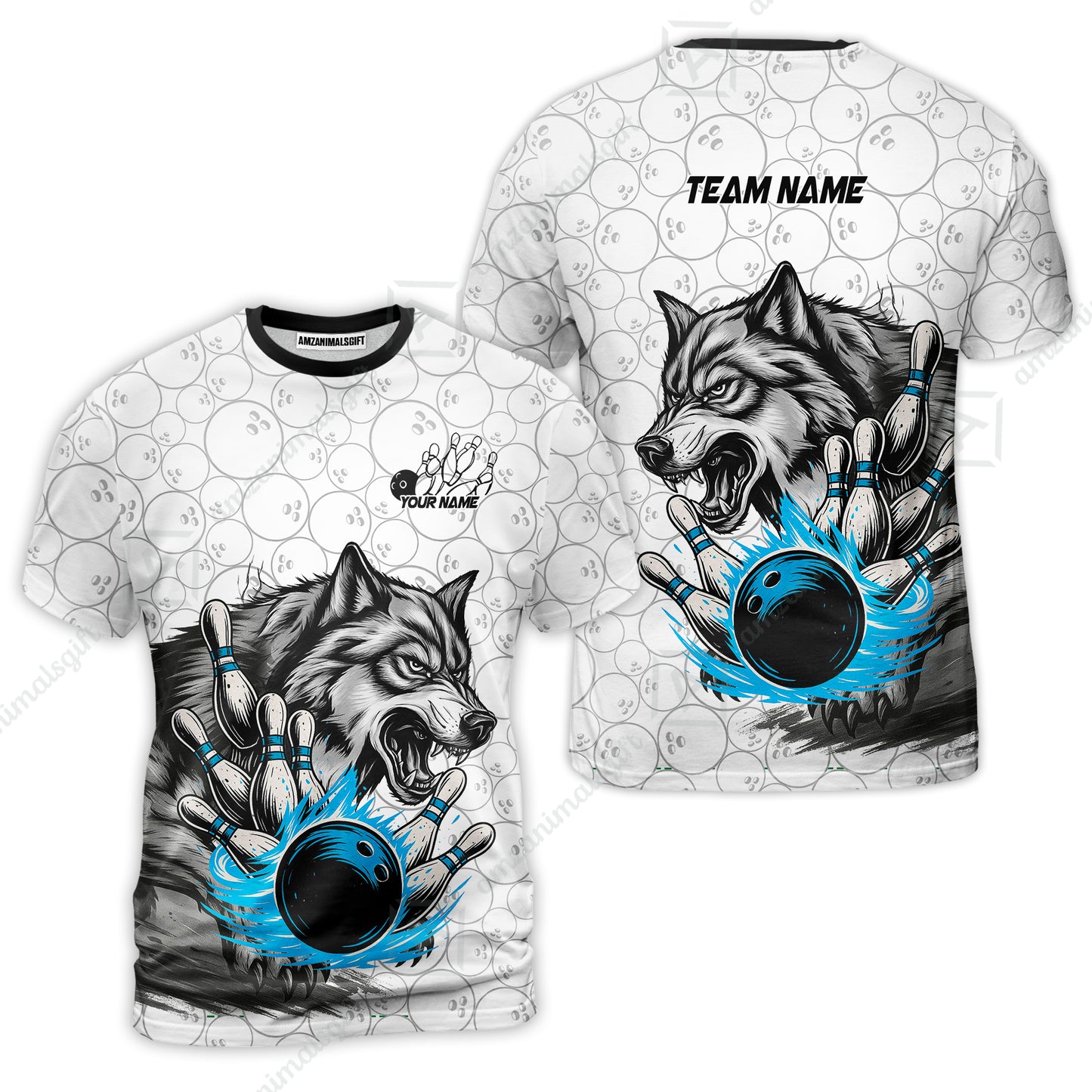 Custom Bowling Team Jersey, Wolf Strike Bowling Jersey Multicolor Polo Quarter-Zip Shirts, Custom Bowling Uniforms Jerseys