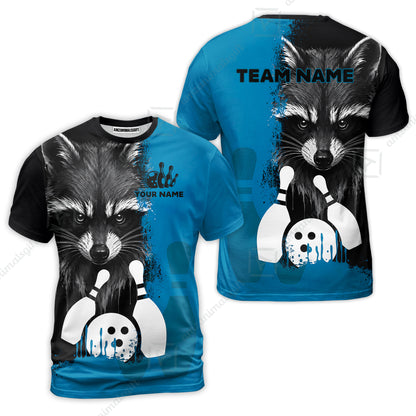 Custom Bowling Jersey Polo Shirt, Raccoon Bowling, Custom Bowling Jersey Team Shirt For Players With Name & Team Name