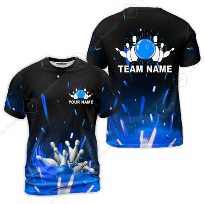 Custom Bowling Team Jerseys Polo Shirts, Bowling uniforms Flame Bowling Ball And Pins Short Sleeve Polo For Men Women Bowlers