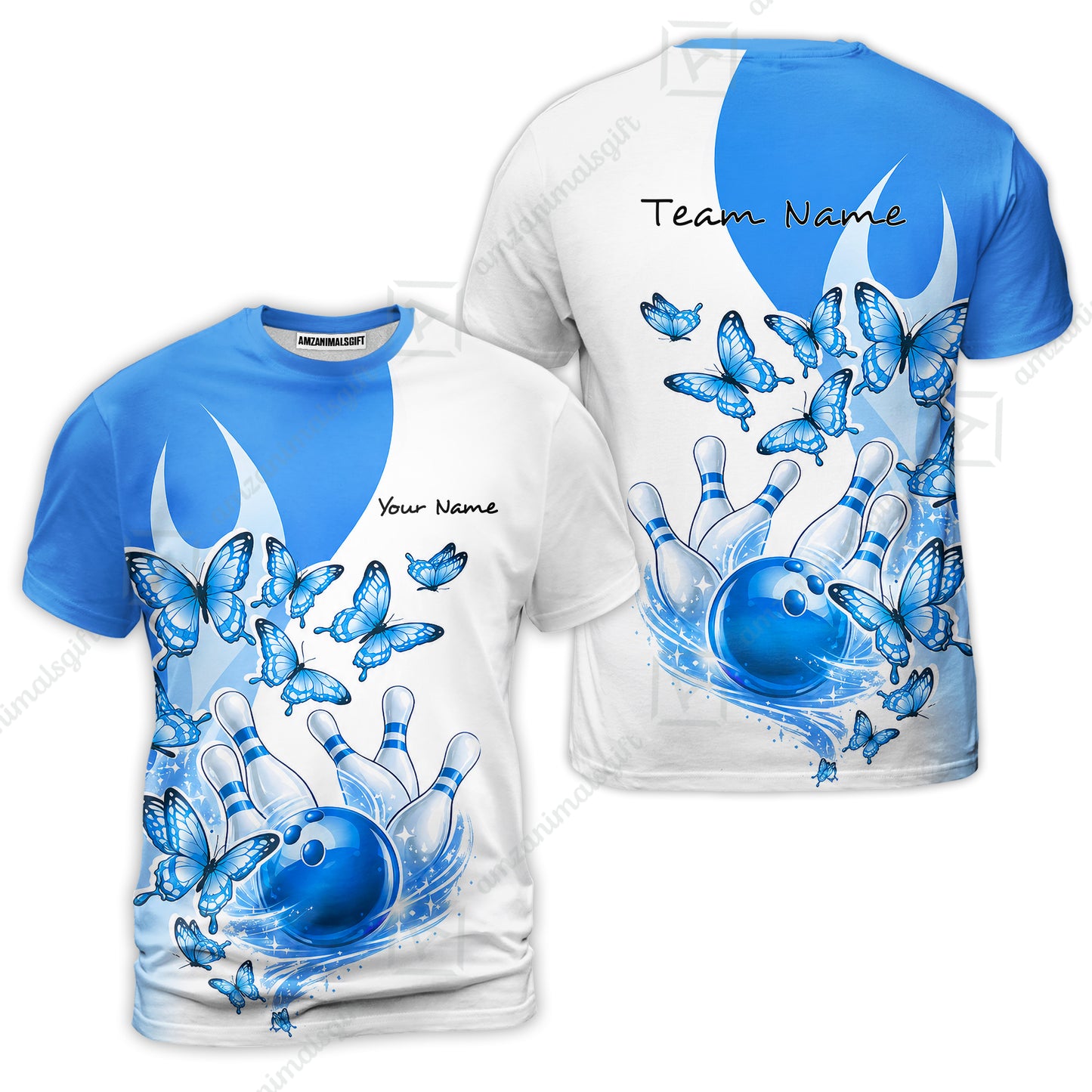 Custom Bowling Jersey Polo Shirt, Butterfly Strike, Personalized Name & Team Name
