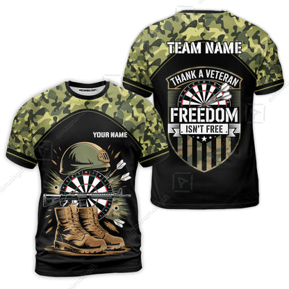 Custom Military Green Camouflage Dartboard Collar Quater-Zip Jersey Team Shirts, Customized Name Team Name Darts Team Jerseys Uniform