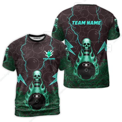 Custom Bowling Team Unisex Polo Shirt, Thunder Skull Strike Personalized Team Shirt, Custom Name and Team Name for Bowlers