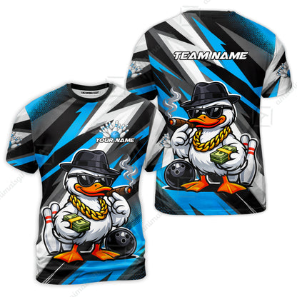 Custom Bowling Jersey Polo Shirt, Boss Hustle Duck Gangster Style, Custom Bowling Jersey Team Shirt For Players With Name and Team Name