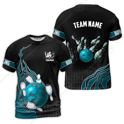 Customized Bowling Unisex Polo Shirt, Bowling And Breaking Pins Multicolor Option Customized Name And Team Name Polo Jerseys Shirts