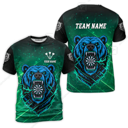 Customized Darts Team Uniform Shirt, Personalized Furious Bear Darts Collar Quarter-Zip Shirt with Name & Team Name