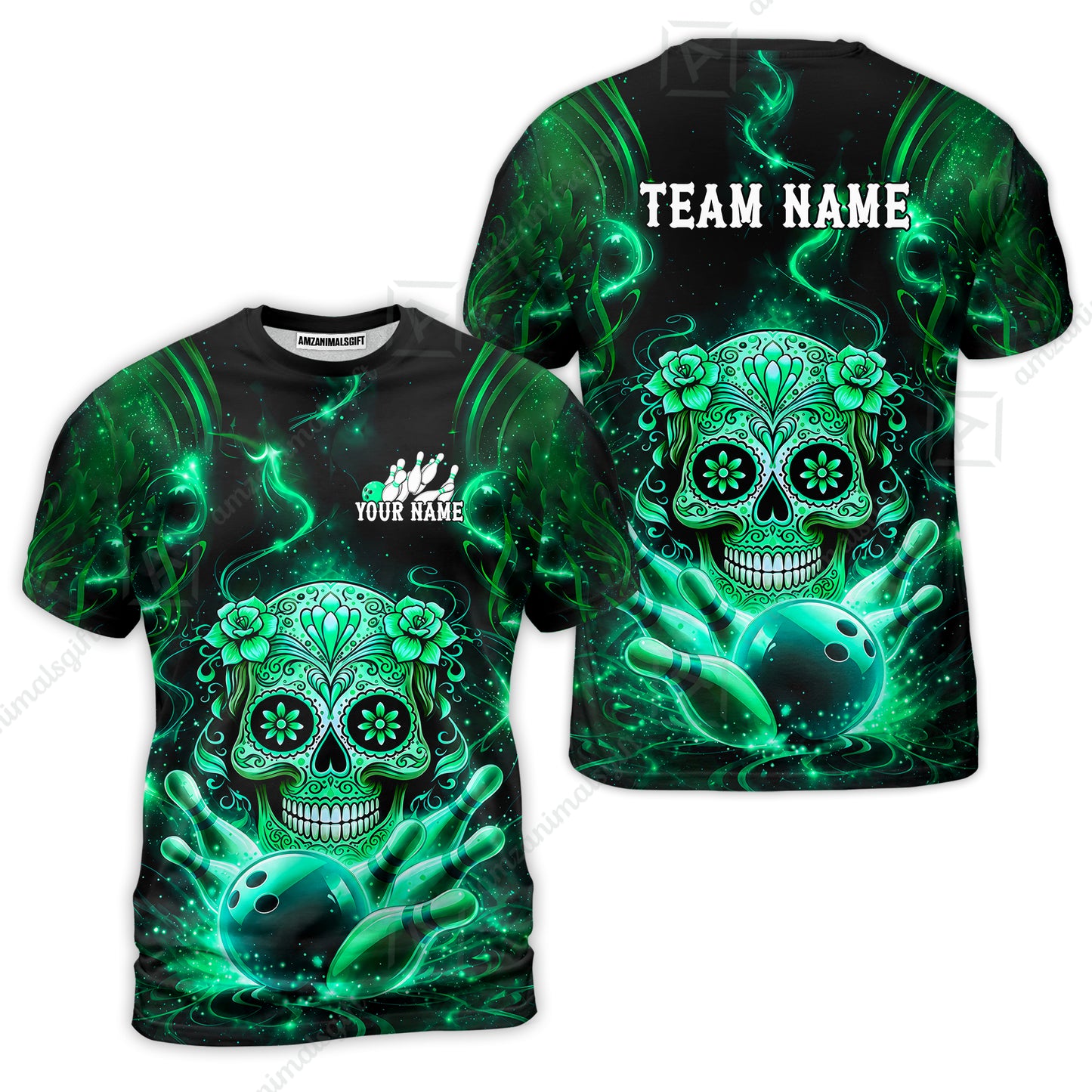 Customized Darts Team Jersey, Sugar Skull Bowler, Personalized Polo Shirt For Players With Name & Team Name
