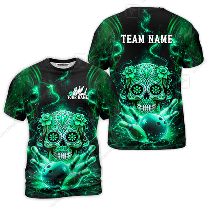 Customized Darts Team Jersey, Sugar Skull Bowler, Personalized Polo Shirt For Players With Name & Team Name