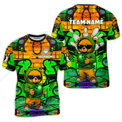 Custom Bowling Jersey Polo Shirt, Urban Street Art Bowling, Custom Bowling Jersey Team Shirt For Players With Name & Team Name