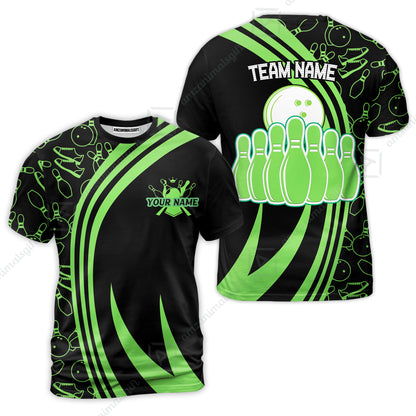 Customized Bowling Team T-Shirt Neon Multicolor Bowling Uniforms Jersey With Name And Team Name For Team League Bowlers