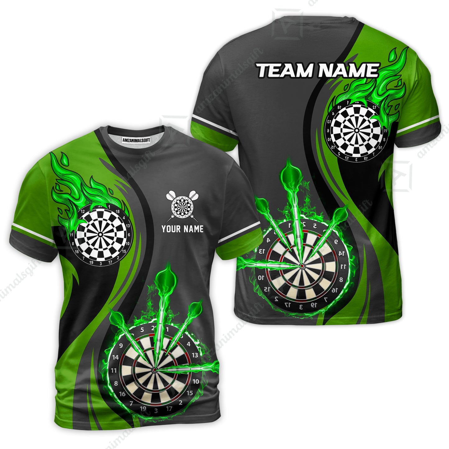 Custom Tailored Fire Flames Darts Team Jersey Polo Quarter-Zip Shirts, Customized Name Team Name Darts Team Jerseys Uniform