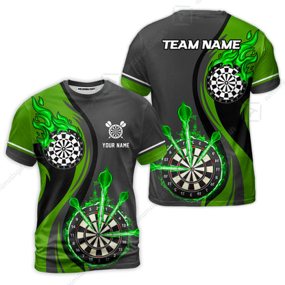 Custom Tailored Fire Flames Darts Team Jersey Polo Quarter-Zip Shirts, Customized Name Team Name Darts Team Jerseys Uniform