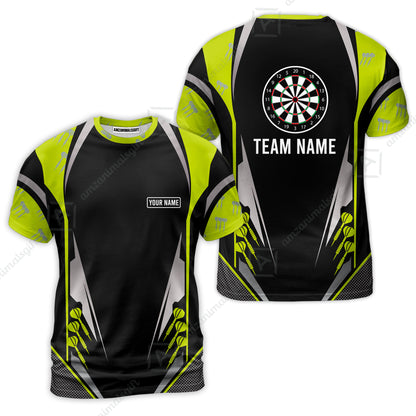 Customized Darts Team T-Shirt, Dartboard Center Multicolor Option With Personalized Name And Team Name