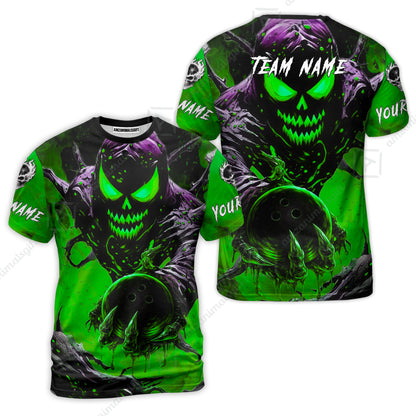 Custom Bowling Team Flat Neck Zip Jersey Shirt, Devil’s Strike Devil’s Strike Power Bowling Edition, Personalized Team Shirt with Custom Name