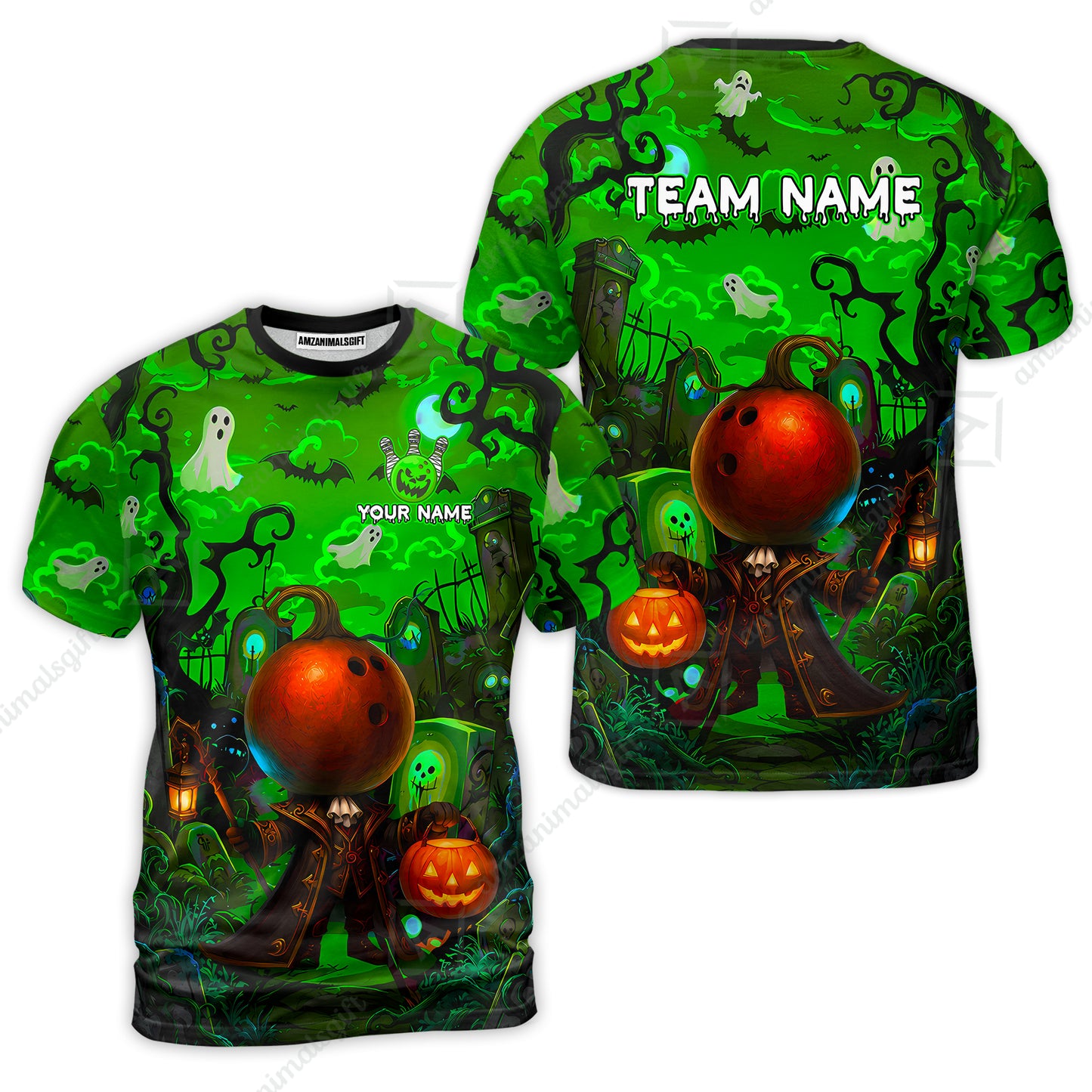 Custom Bowling Jersey Polo Shirt, Halloween Spooky Strike, Custom Bowling Jersey Team Shirt For Players With Name & Team Name