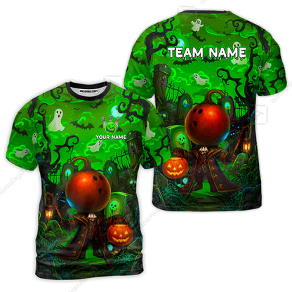 Custom Bowling Jersey Polo Shirt, Halloween Spooky Strike, Custom Bowling Jersey Team Shirt For Players With Name & Team Name