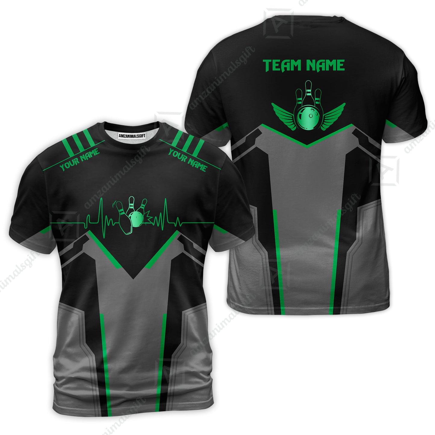 Personalized Polo Bowling Shirt Heartbeat And Esports Pattern Team Jersey Shirt For Men Women Bowlers
