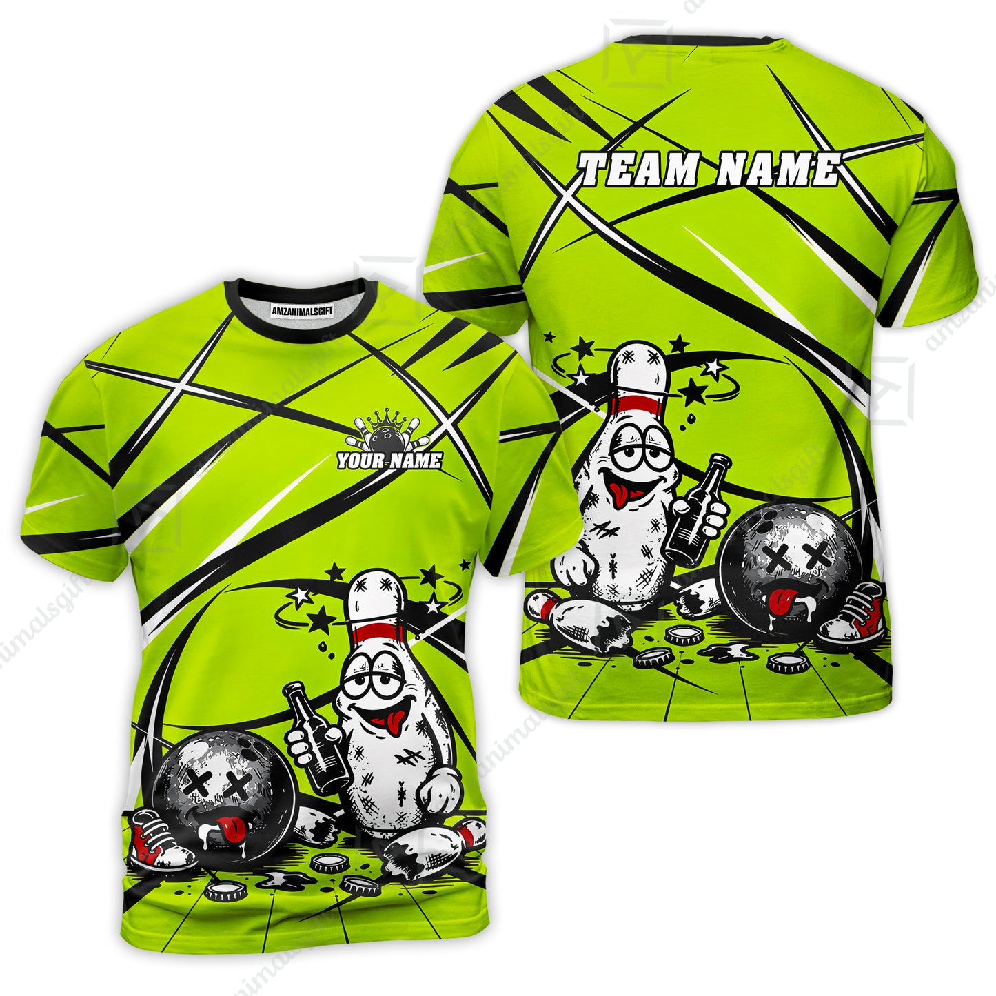 Custom Bowling Jersey Polo Shirt, Drunk Bowling Pin And Ball, Custom Bowling Jersey Team Shirt For Players With Name & Team Name