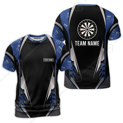 Customized Darts Team T-Shirt, Dartboard Center Multicolor Option With Personalized Name And Team Name