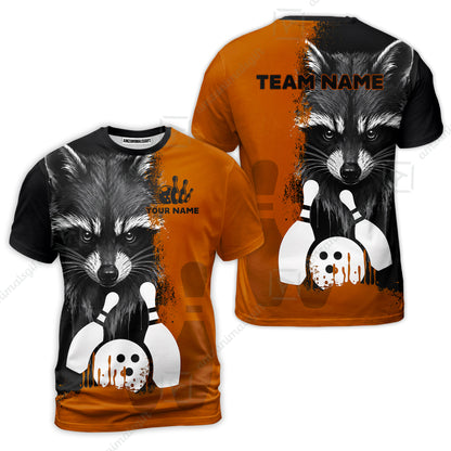 Custom Bowling Jersey Polo Shirt, Raccoon Bowling, Custom Bowling Jersey Team Shirt For Players With Name & Team Name