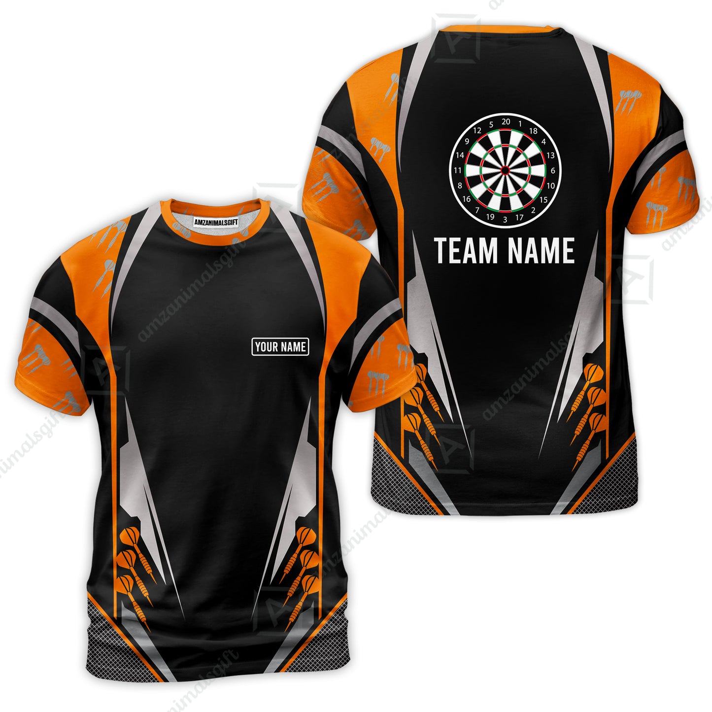 Customized Darts Team T-Shirt, Dartboard Center Multicolor Option With Personalized Name And Team Name