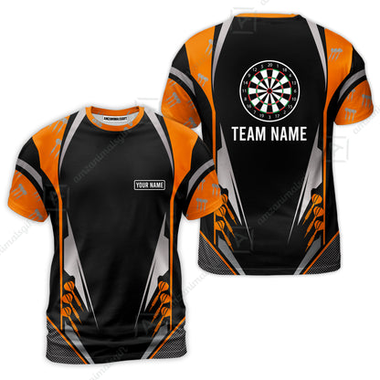 Customized Darts Team T-Shirt, Dartboard Center Multicolor Option With Personalized Name And Team Name