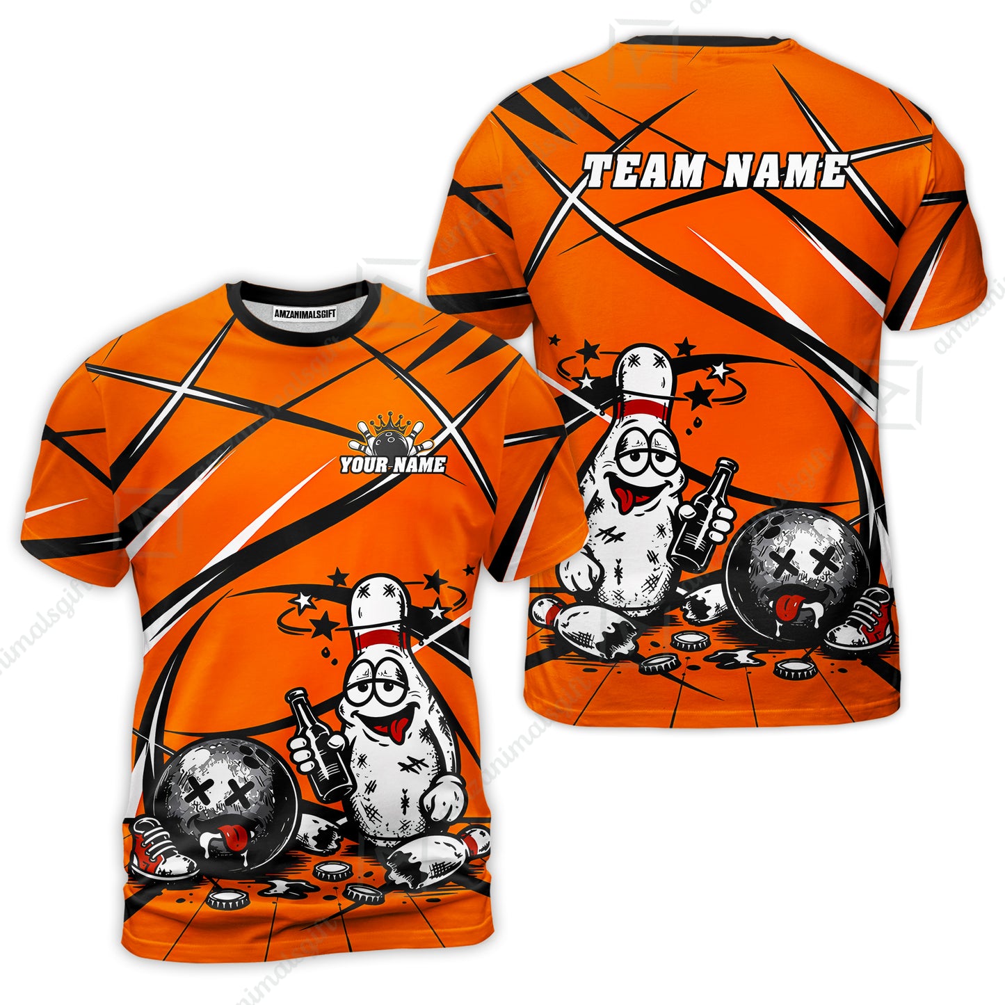 Custom Bowling Jersey Polo Shirt, Drunk Bowling Pin And Ball, Custom Bowling Jersey Team Shirt For Players With Name & Team Name