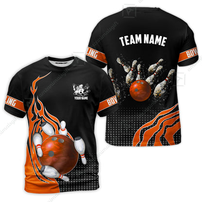 Customized Bowling Unisex Polo Shirt, Bowling And Breaking Pins Multicolor Option Customized Name And Team Name Polo Jerseys Shirts