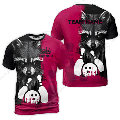 Custom Bowling Jersey Polo Shirt, Raccoon Bowling, Custom Bowling Jersey Team Shirt For Players With Name & Team Name