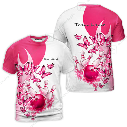 Custom Bowling Jersey Polo Shirt, Butterfly Strike, Personalized Name & Team Name