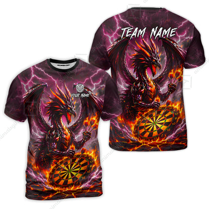 Custom Darts Jersey Polo Shirt, Dragon Fire Darts, Custom Dart Jersey Team Shirt For Players With Name & Team Name