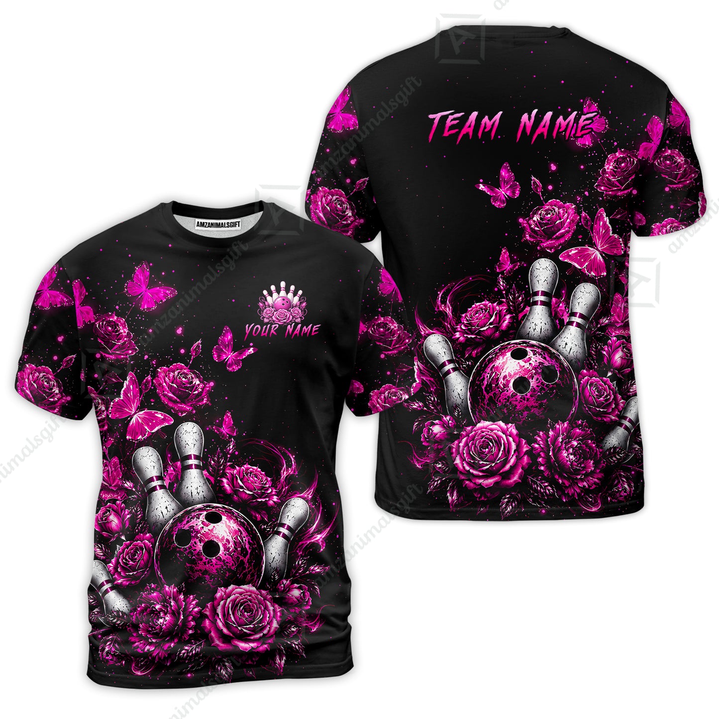 Custom Bowling Jersey Polo Shirt, Gothic Rose Bowling, Custom Bowling Jersey Team Shirt For Players With Name & Team Name