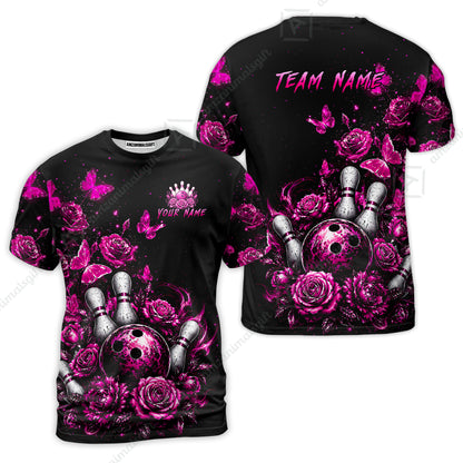 Custom Bowling Jersey Polo Shirt, Gothic Rose Bowling, Custom Bowling Jersey Team Shirt For Players With Name & Team Name