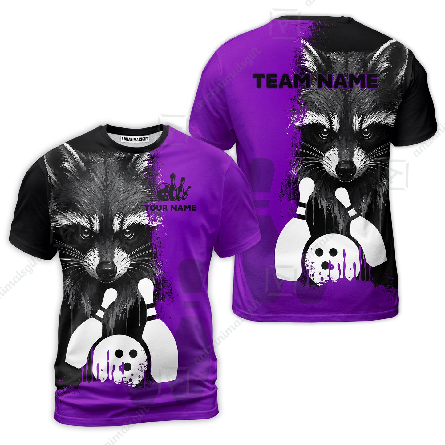 Custom Bowling Jersey Polo Shirt, Raccoon Bowling, Custom Bowling Jersey Team Shirt For Players With Name & Team Name