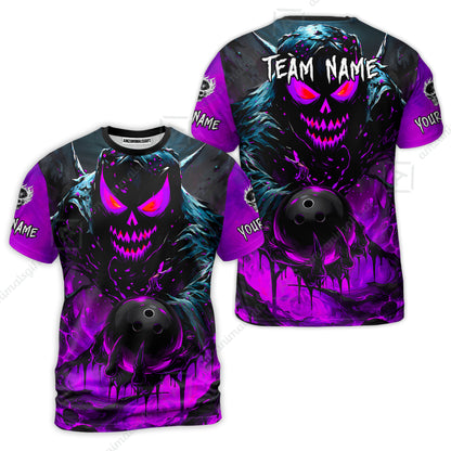 Custom Bowling Jersey Polo Shirt, Hellfire Strike, Custom Bowling Jersey Team Shirt For Players With Name & Team Name