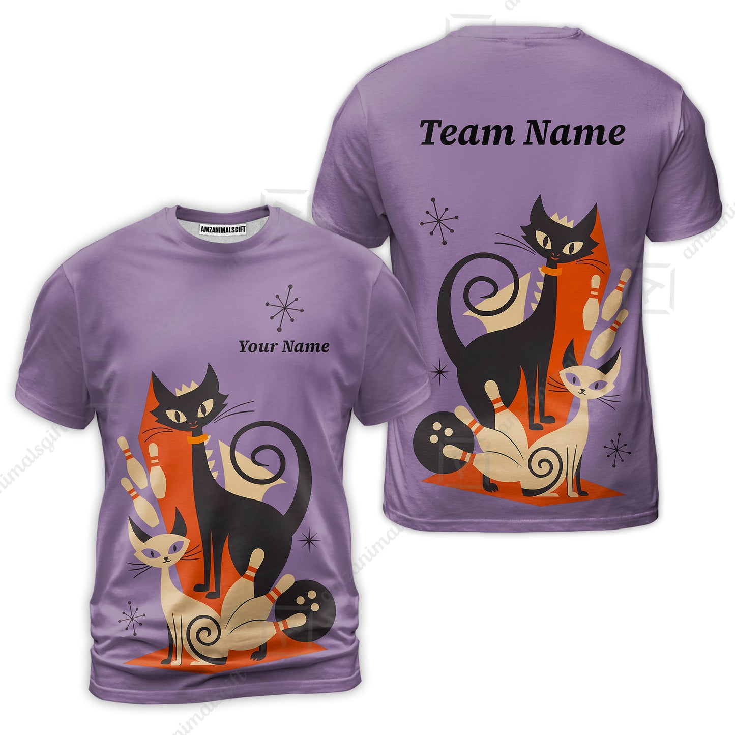 Custom Bowling Jersey Polo Shirt, Retro Cats, Custom Bowling Jersey Team Shirt For Players With Name & Team Name