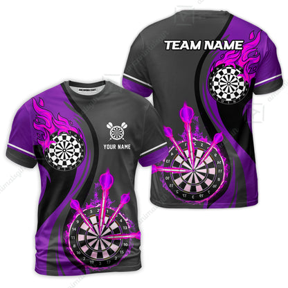 Custom Tailored Fire Flames Darts Team Jersey Polo Quarter-Zip Shirts, Customized Name Team Name Darts Team Jerseys Uniform