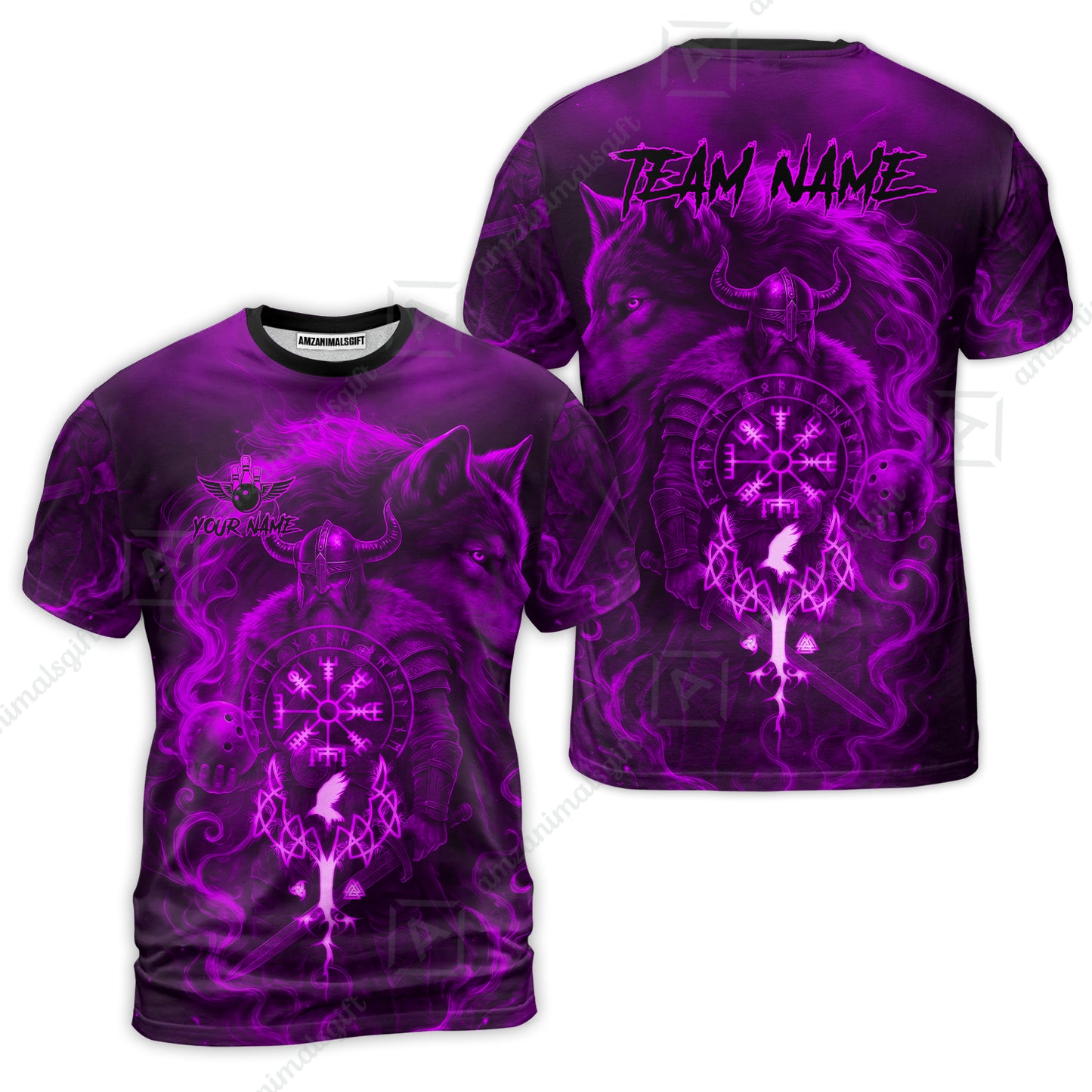 Customized Bowling Unisex Polo Shirt, Bowling Viking Man and Wolf, Bowling Uniform - Personalized Name And Team Name