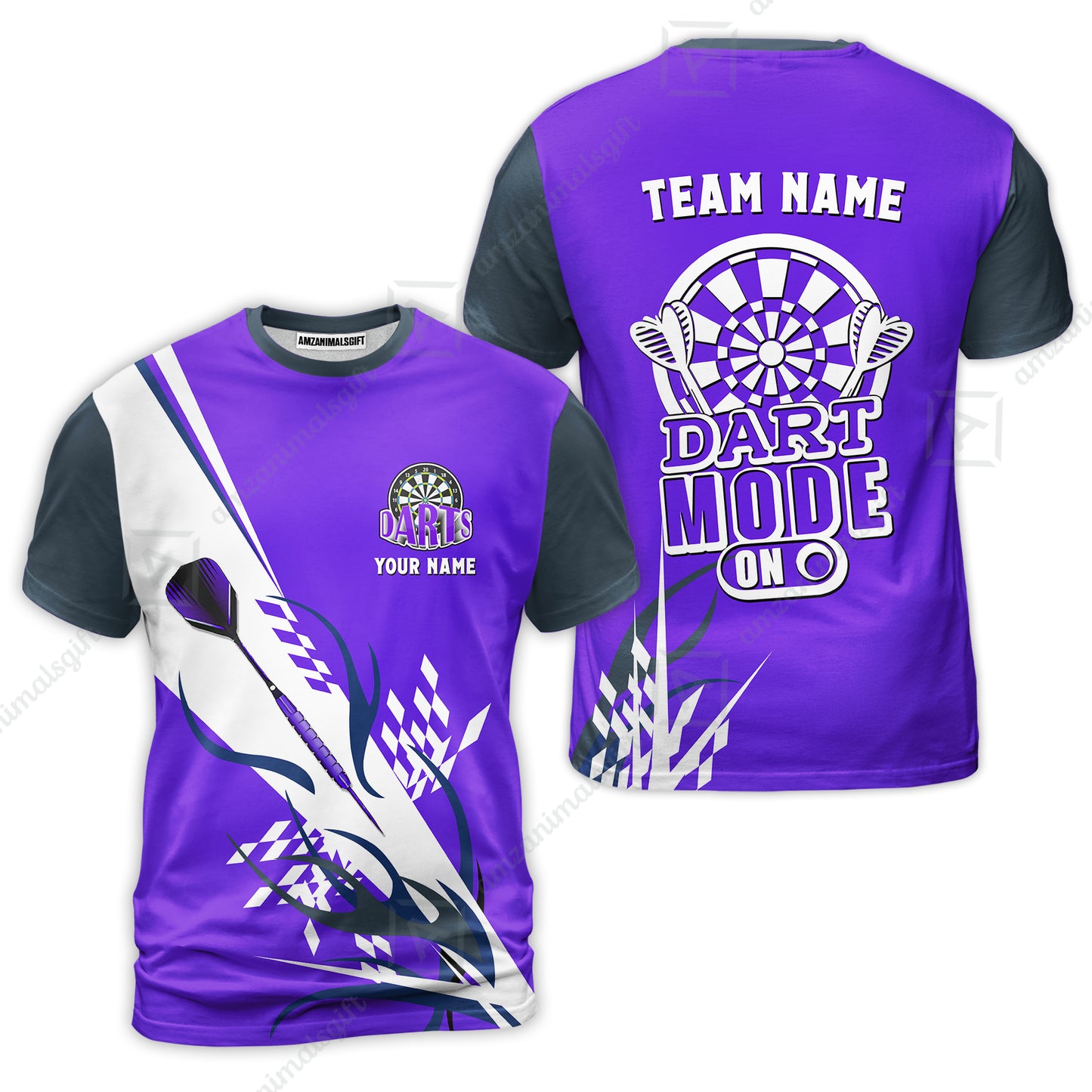 Custom Darts Mode On Multi-Color Team Jersey Polo Quarter-Zip Shirts, Customized Name Team Name Darts Team Jerseys Uniform