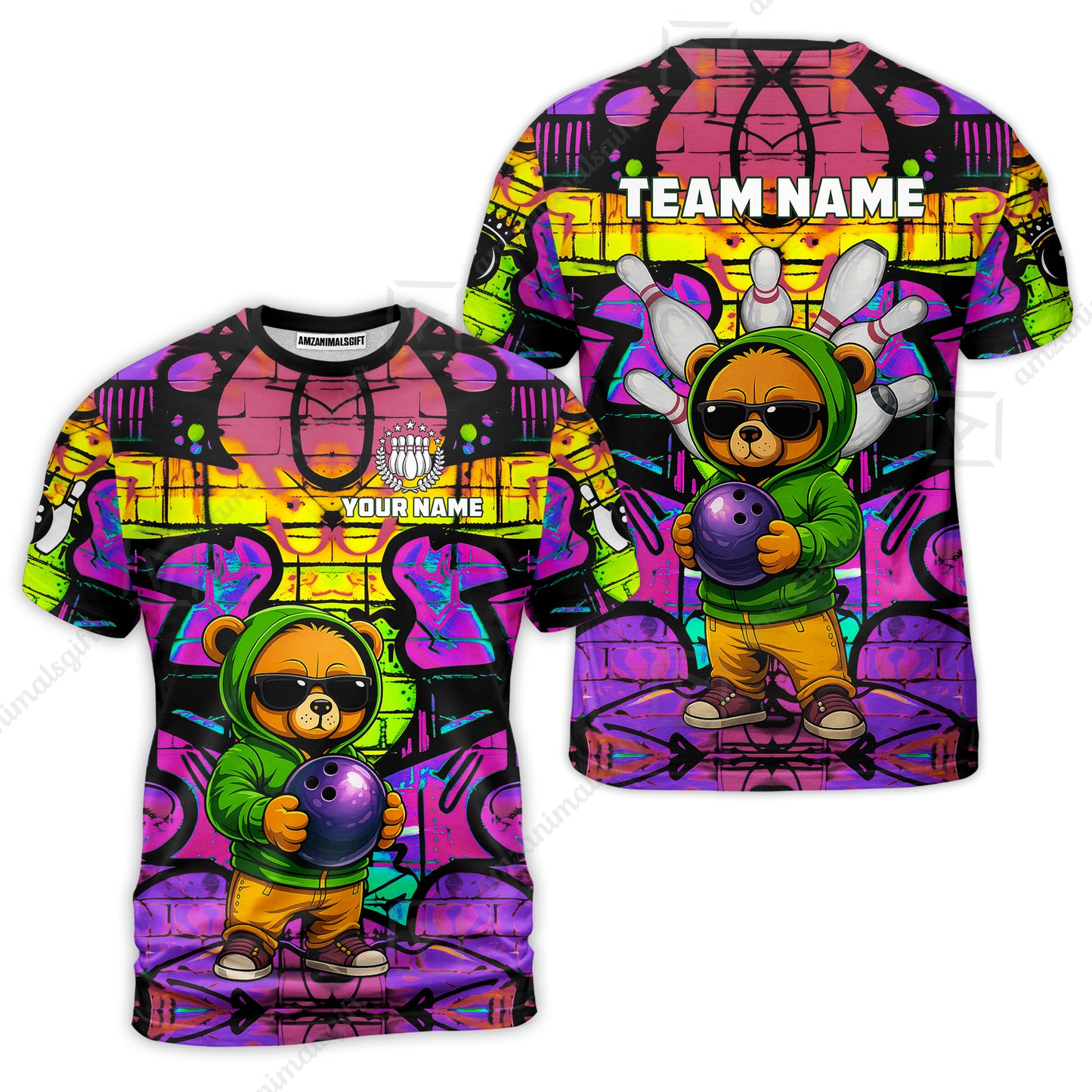 Custom Bowling Jersey Polo Shirt, Urban Street Art Bowling, Custom Bowling Jersey Team Shirt For Players With Name & Team Name