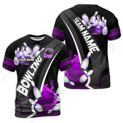 Customized Bowling Polo, Bowling And Pins Plame Premium Multicolor Option Personalized Name And Team Zipper Polo Jerseys Shirts