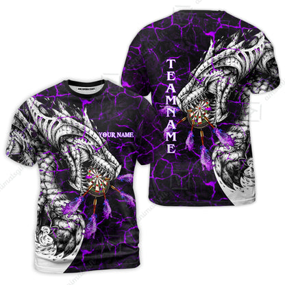 Customized Darts Team T-Shirt, Darts And Dragon With Magma Personalized T-Shirt For Darts Players, Darts Team
