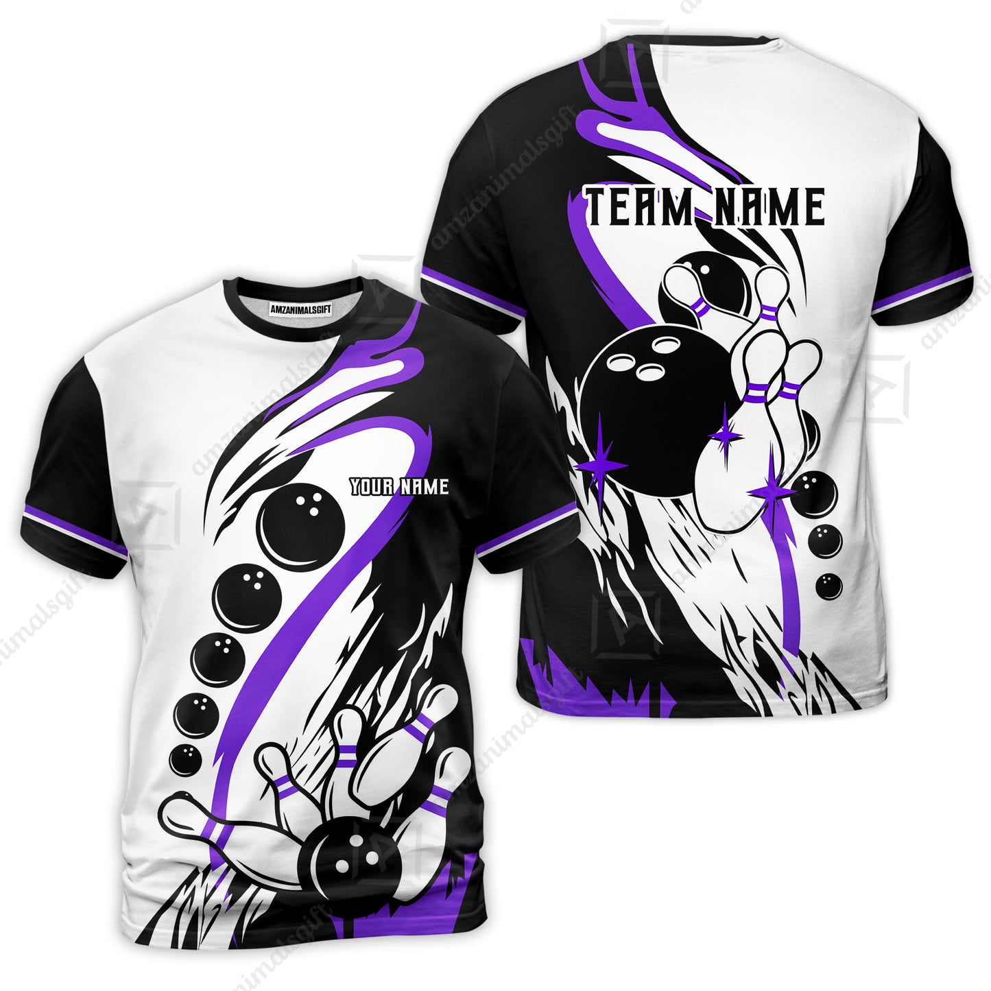 Custom Purple Turquoise Retro Bowling League Jersey, Custom Bowling Team Jerseys Polo Shirts, Custom Bowling Uniforms Jerseys