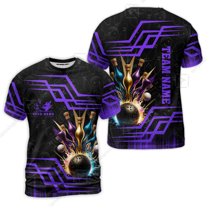 Customized Bowling Unisex Polo, Bowling And Pins Royal Multicolor Option Customized Name And Team Name For Bowling Team