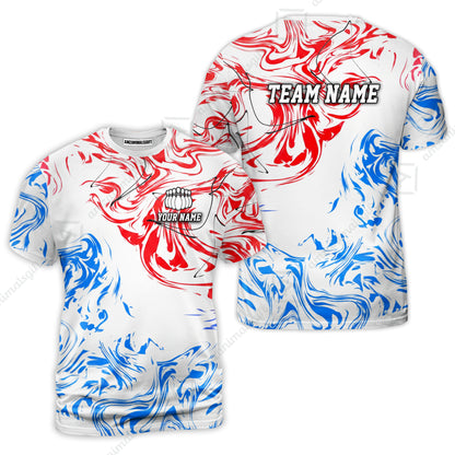 Customized Bowling Unisex Polo Shirt, Velocity Wave Marble Swirl Pattern Bowling, Personalized Name Team Name For Bowlers