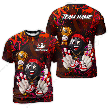 Custom Bowling Jersey Polo Shirt, Graffiti Champion, Custom Bowling Jersey Team Shirt For Players With Name & Team Name