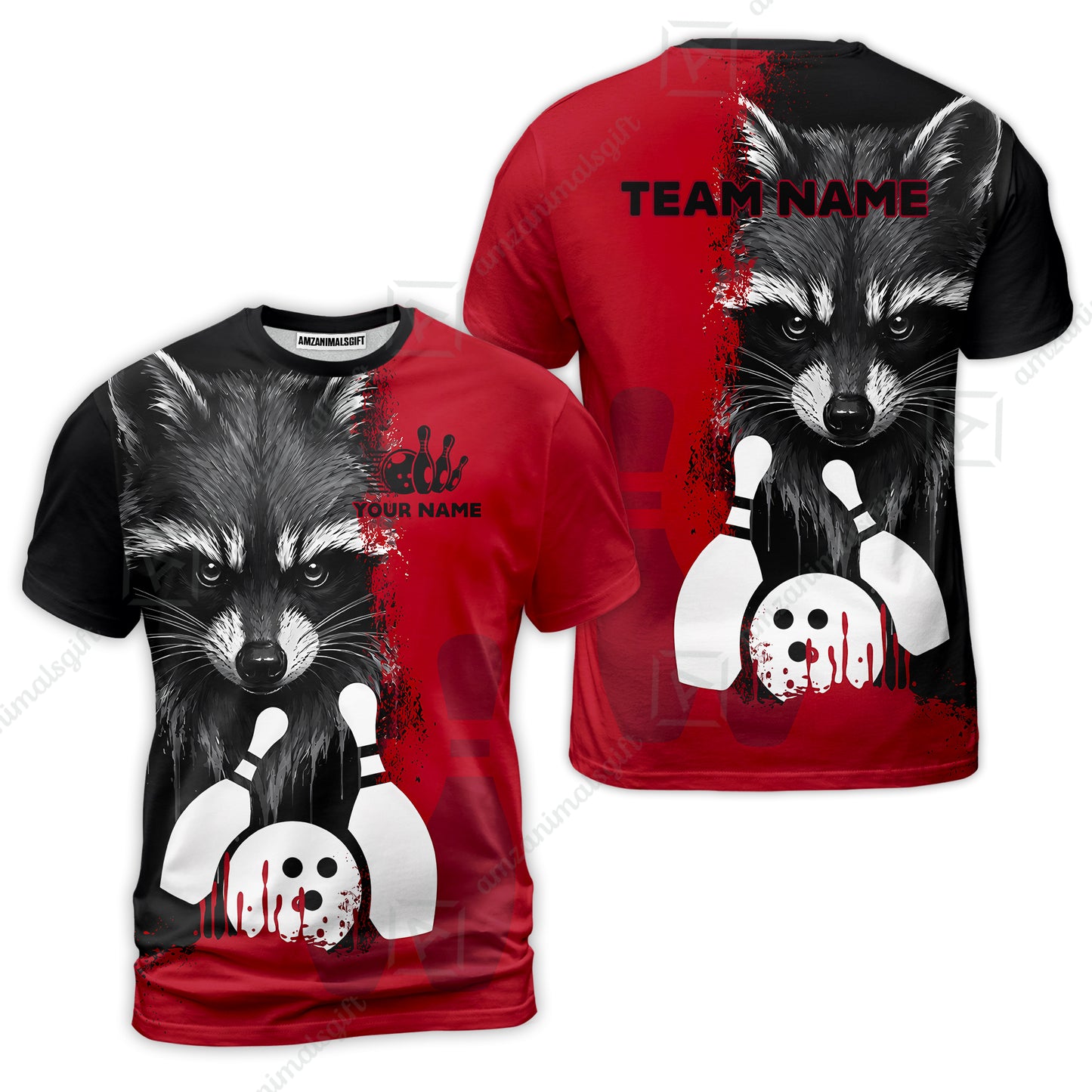 Custom Bowling Jersey Polo Shirt, Raccoon Bowling, Custom Bowling Jersey Team Shirt For Players With Name & Team Name