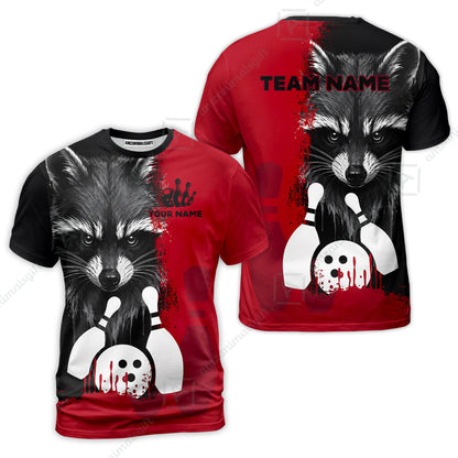 Custom Bowling Jersey Polo Shirt, Raccoon Bowling, Custom Bowling Jersey Team Shirt For Players With Name & Team Name