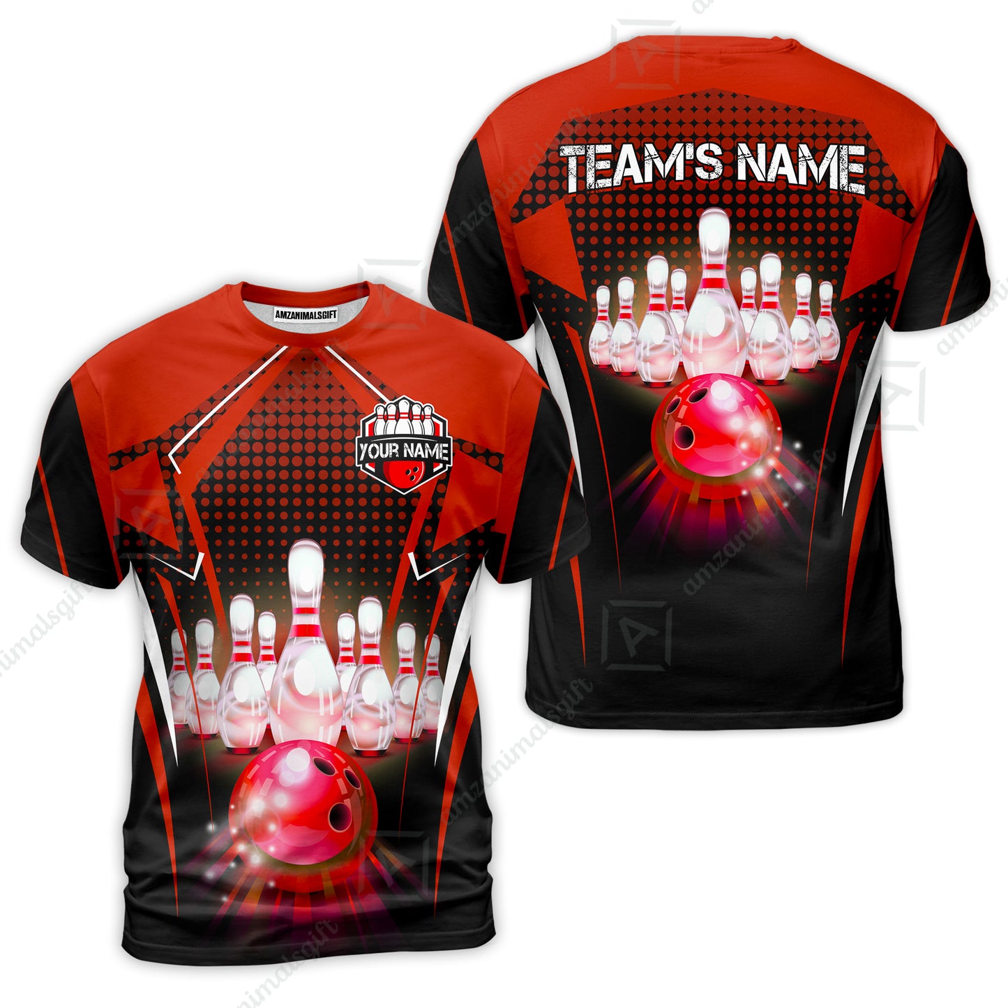 Custom Bowling Team Jerseys Polo Shirts, Bowling uniforms Ball & Pins Multicolor Jersey For Tournament Team Men Women Bowlers