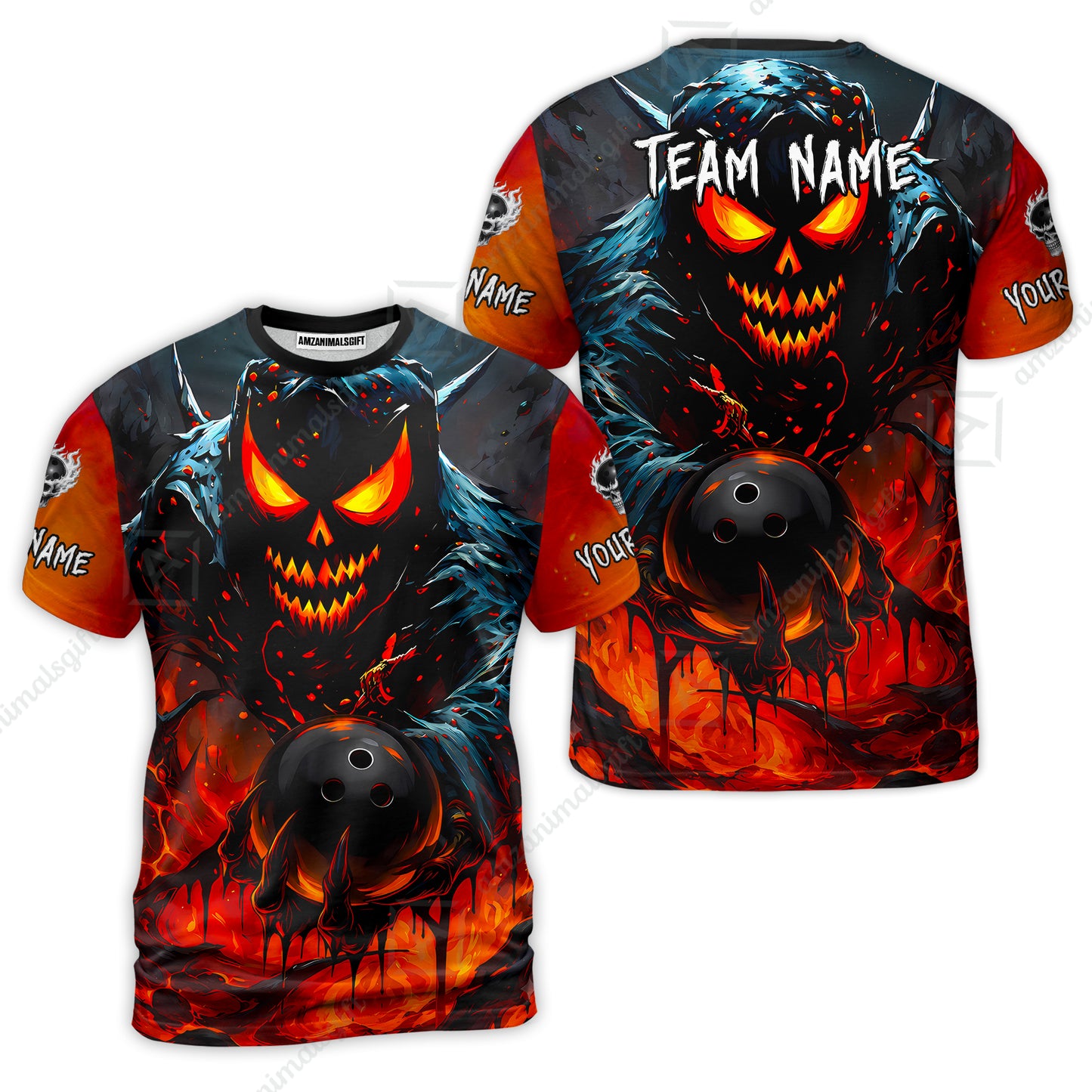 Custom Bowling Jersey Polo Shirt, Hellfire Strike, Custom Bowling Jersey Team Shirt For Players With Name & Team Name